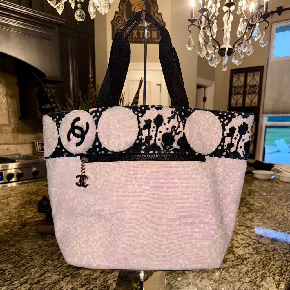 Chanel High Summer Tote Bag Pink Silver